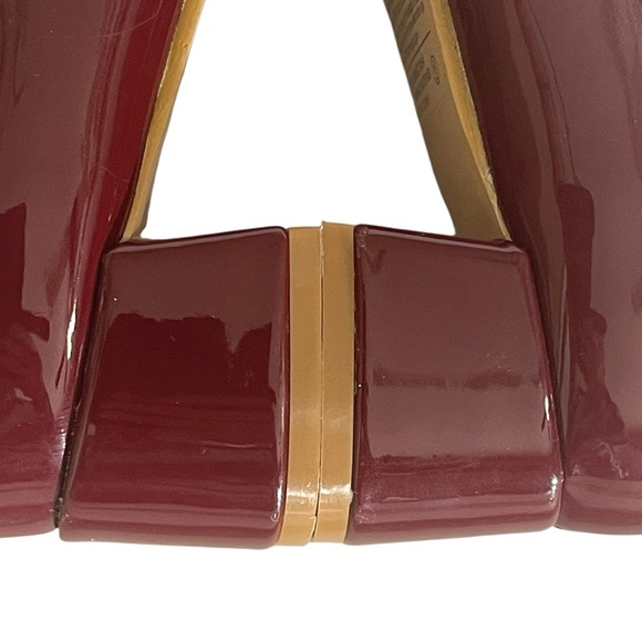BELOVELY BURGANDY SQUARE TOE BALLET PUMP WITH CHUNKY BLOCK HEEL SZ 6 M EUC - Picture 6 of 12